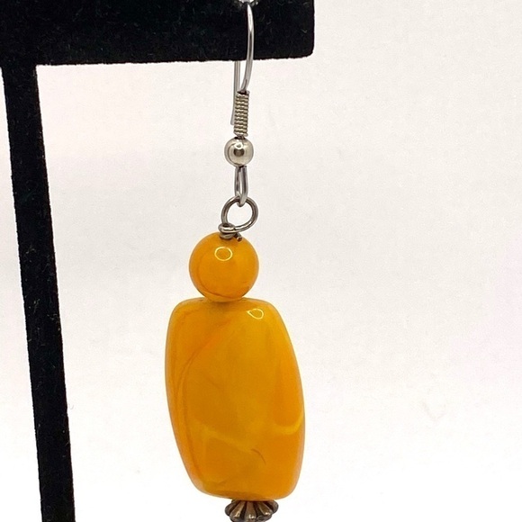 Earrings Vintage Artisan Butterscotch Swirl Lucite - Picture 6 of 8